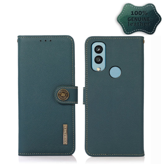 For Kyocera Android One S9 KHAZNEH Custer Genuine Leather RFID Phone Case(Green) - More Brand by buy2fix | Online Shopping UK | buy2fix