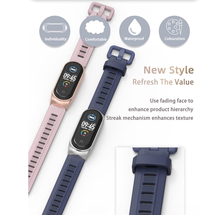 For Xiaomi Mi Band 6 / 5 / 4 / 3 Mijobs Flat Hole Silicone Watch Band, Style:GT Case(Wine Red+Rose Gold) - Watch Bands by MIJOBS | Online Shopping UK | buy2fix