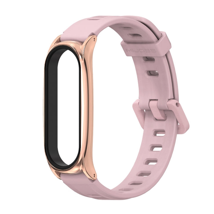 For Xiaomi Mi Band 6 / 5 / 4 / 3 Mijobs Flat Hole Silicone Watch Band, Style:Plus Case(Pink+Rose Gold) - Watch Bands by MIJOBS | Online Shopping UK | buy2fix