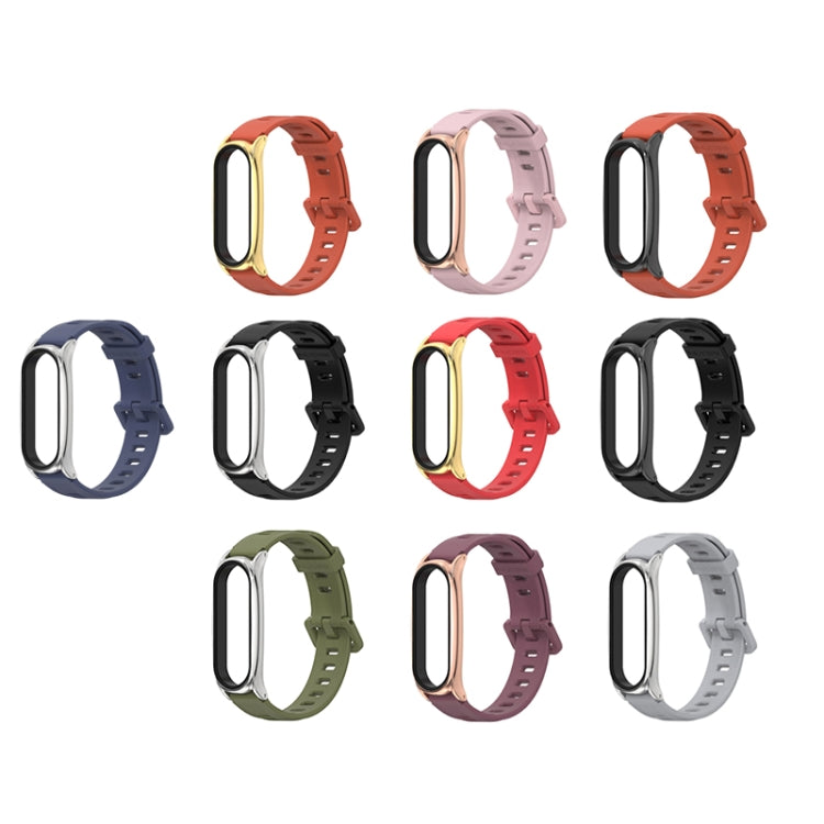 For Xiaomi Mi Band 6 / 5 / 4 / 3 Mijobs Flat Hole Silicone Watch Band, Style:Plus Case(Red+Gold) - Watch Bands by MIJOBS | Online Shopping UK | buy2fix