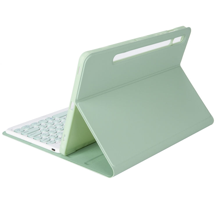 YA08B Candy Color Skin Feel Texture Round Keycap Bluetooth Keyboard Leather Case For Samsung Galaxy Tab A8 10.5 2021 SM-X200 / SM-X205(Light Green) - Samsung Keyboard by buy2fix | Online Shopping UK | buy2fix