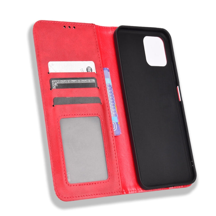 For Blackview A95 Magnetic Buckle Retro Texture Leather Phone Case(Red) - More Brand by buy2fix | Online Shopping UK | buy2fix