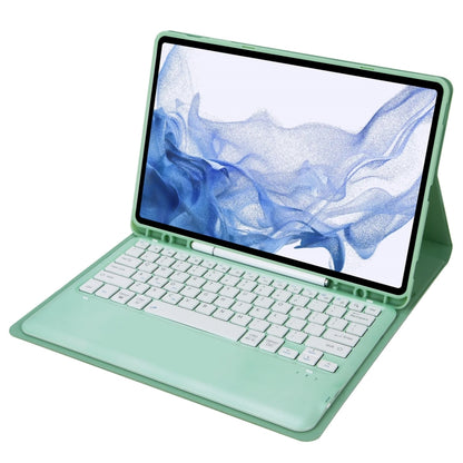 T800B Pen Slot Detachable Bluetooth Keyboard Leather Tablet Case For Samsung Galaxy Tab S8+/S7+/S7 FE(Mint Green) - Samsung Keyboard by buy2fix | Online Shopping UK | buy2fix