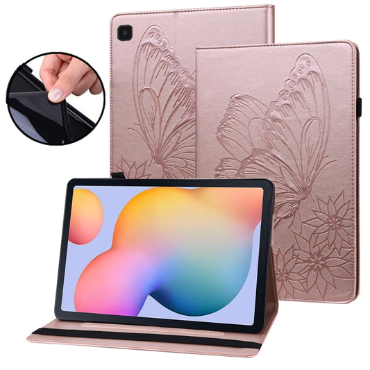 For Samsung Galaxy Tab S6 Lite P610 Big Butterfly Embossed Smart Leather Tablet Case(Rose Gold) - Tab S6 Lite P610 / P615 by buy2fix | Online Shopping UK | buy2fix