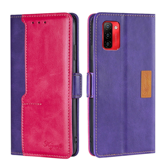 For Ulefone Note 12P Contrast Color Side Buckle Leather Phone Case(Purple + Rose Red) - Ulefone Cases by buy2fix | Online Shopping UK | buy2fix