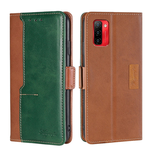 For Ulefone Note 12P Contrast Color Side Buckle Leather Phone Case(Light Brown + Green) - Ulefone Cases by buy2fix | Online Shopping UK | buy2fix