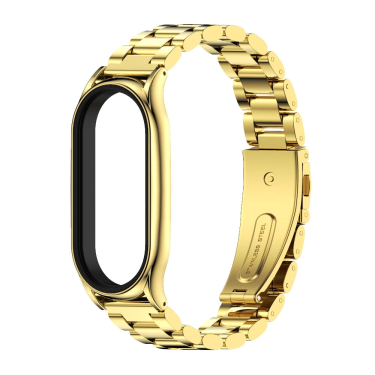 For Xiaomi Mi Band 7 / 7 NFC MIJOBS Three-Bead Metal Plus Stainless Steel Watch Band(Gold) - Watch Bands by MIJOBS | Online Shopping UK | buy2fix