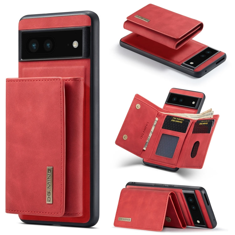 For Google Pixel 7 5G DG.MING M1 Series 3-Fold Multi Card Wallet + Magnetic Phone Case(Red) - Google Cases by DG.MING | Online Shopping UK | buy2fix