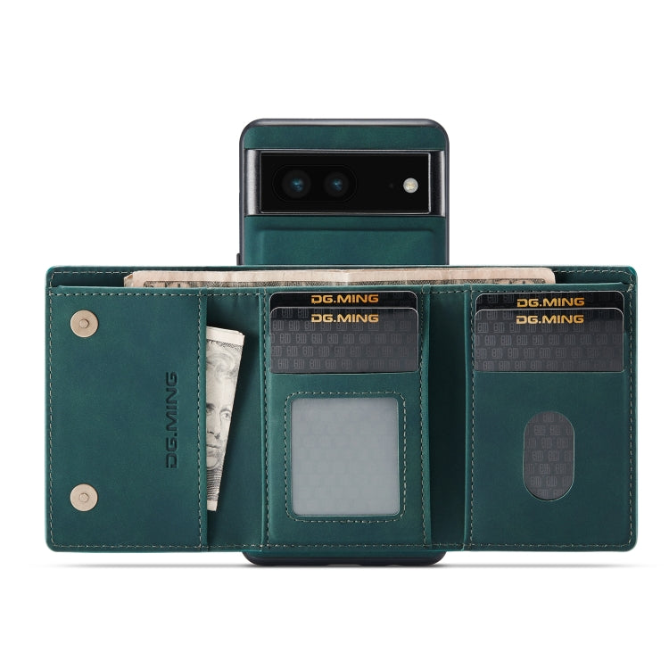 For Google Pixel 7 5G DG.MING M1 Series 3-Fold Multi Card Wallet + Magnetic Phone Case(Green) - Google Cases by DG.MING | Online Shopping UK | buy2fix