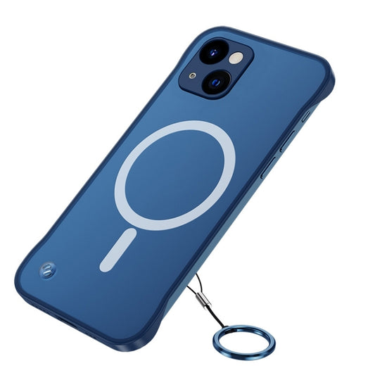 For iPhone 14 Plus Frosted Soft Four-corner Shockproof MagSafe Phone Case (Blue) - iPhone 14 Plus Cases by buy2fix | Online Shopping UK | buy2fix