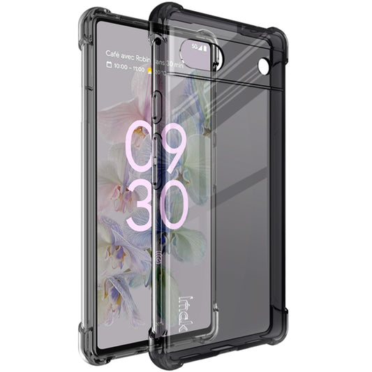 For Google Pixel 6a IMAK All-inclusive Shockproof Airbag TPU Phone Case with Screen Protector(Transparent Black) - Google Cases by imak | Online Shopping UK | buy2fix