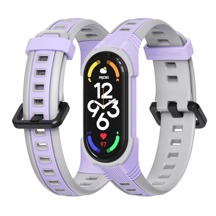 For Xiaomi Mi Band 5 / 6 / 7 MIJOBS Unibody Two-color Silicone Watch Band(Purple Grey) - Watch Bands by MIJOBS | Online Shopping UK | buy2fix