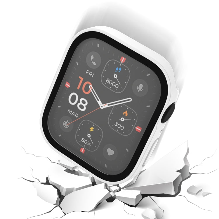 Life Waterproof Frosted 2 in 1 PC Frame + Tempered Glass Protective Case For Apple Watch Series 6 / 5 / 4 / SE 44mm(White) - Watch Cases by buy2fix | Online Shopping UK | buy2fix