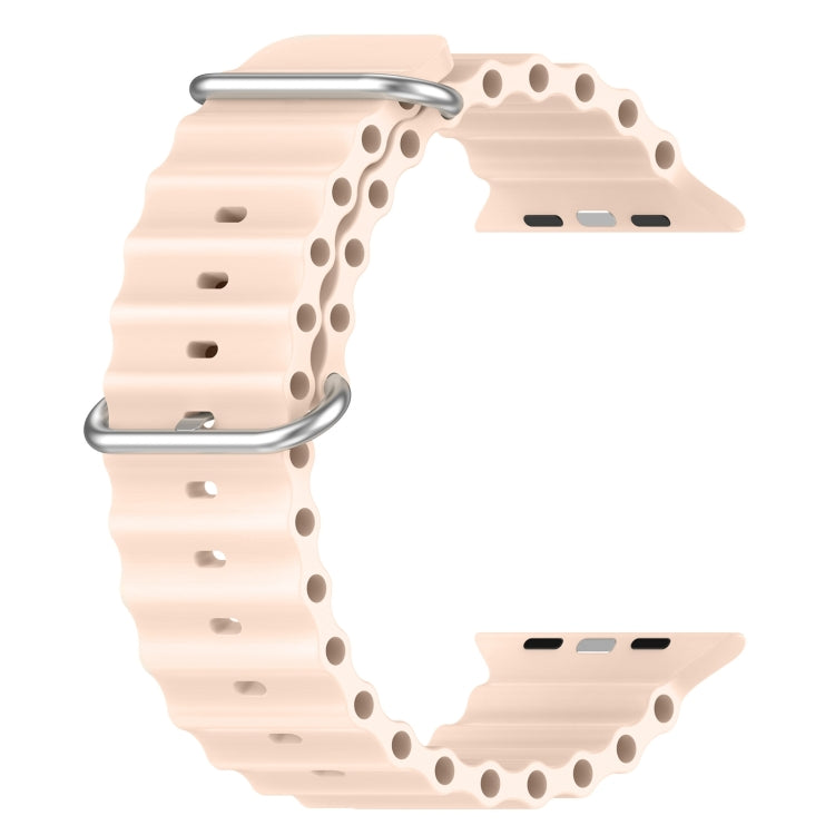 Ocean Silicone Watch Band For Apple Watch Ultra 49mm / Series 8&7 45mm / SE 2&6&SE&5&4 44mm (Light Pink) - Watch Bands by buy2fix | Online Shopping UK | buy2fix