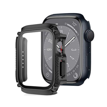 Screen Tempered Glass Film Armor Waterproof Watch Case For Apple Watch Series 8&7 41mm(Black) - Watch Cases by buy2fix | Online Shopping UK | buy2fix