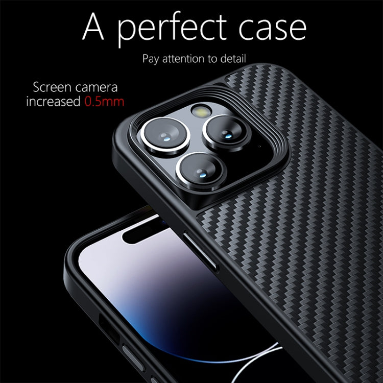 For iPhone 14 Pro wlons Magsafe Carbon Fiber Kevlar TPU Phone Case(Black) - iPhone 14 Pro Cases by wlons | Online Shopping UK | buy2fix