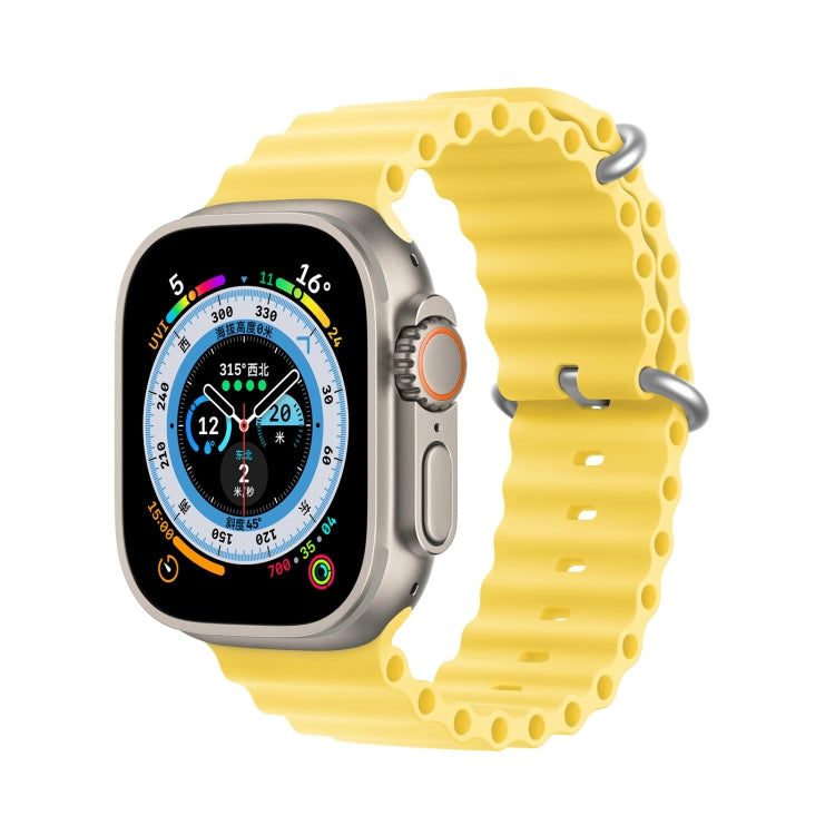 DUX DUCIS Sea Wave Silicone Watch Band For Apple Watch Series 8&7 41mm / SE 2&6&SE&5&4 40mm / 3&2&1 38mm(Yellow) - Watch Bands by DUX DUCIS | Online Shopping UK | buy2fix