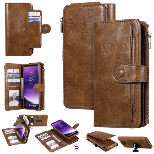 For Galaxy S8+ Multifunctional Retro Detachable Magnetic Horizontal Flip Leather Case with Card Slots & Holder & Wallet & Photo Frame(Brown) - Galaxy Phone Cases by buy2fix | Online Shopping UK | buy2fix