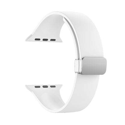 Folding Buckle Silicone Watch Band For Apple Watch Series 9&8&7 41mm / SE 3&SE 2&6&SE&5&4 40mm / 3&2&1 38mm(White) - Watch Bands by buy2fix | Online Shopping UK | buy2fix