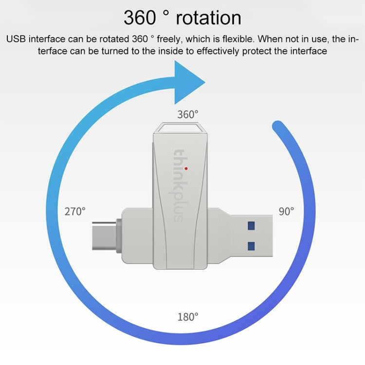 Lenovo Thinkplus MU252 USB 3.1 + USB-C / Type-C Flash Drive, Memory:64GB (Silver) - USB Flash Drives by Lenovo | Online Shopping UK | buy2fix