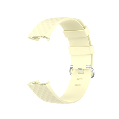 18mm Silver Color Buckle TPU Wrist Strap Watch Band for Fitbit Charge 4 / Charge 3 / Charge 3 SE, Size: S(Light Yellow) - Watch Bands by buy2fix | Online Shopping UK | buy2fix