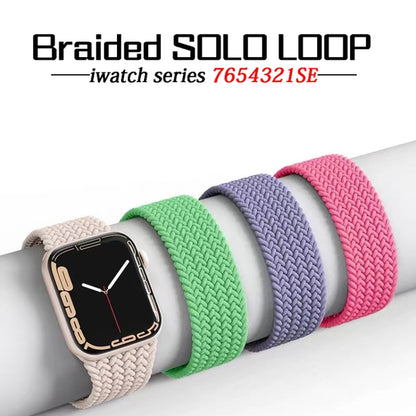 Nylon Single-turn Braided Watch Band For Apple Watch Ultra 49mm / Series 8&7 45mm / SE 2&6&SE&5&4 44mm / 3&2&1 42mm, Length:155mm(Limes) - Watch Bands by buy2fix | Online Shopping UK | buy2fix