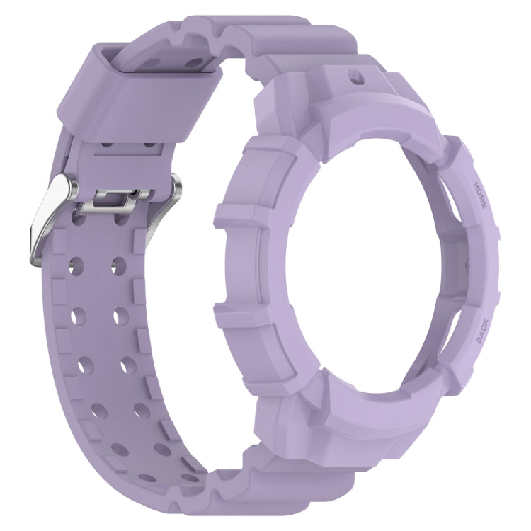 For Samsung Galaxy Watch5 44mm Armor Silicone Watch Band + Protective Case(Purple) - Watch Bands by buy2fix | Online Shopping UK | buy2fix