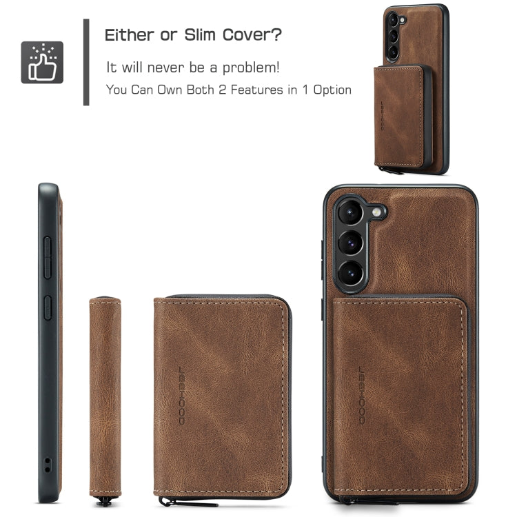 For Samsung Galaxy S24 5G JEEHOOD Magnetic Zipper Horizontal Flip Leather Phone Case(Brown) - Galaxy S24 5G Cases by JEEHOOD | Online Shopping UK | buy2fix