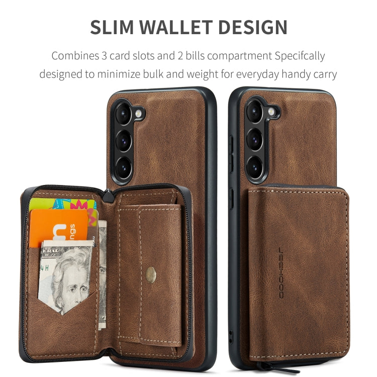 For Samsung Galaxy S24 5G JEEHOOD Magnetic Zipper Horizontal Flip Leather Phone Case(Brown) - Galaxy S24 5G Cases by JEEHOOD | Online Shopping UK | buy2fix