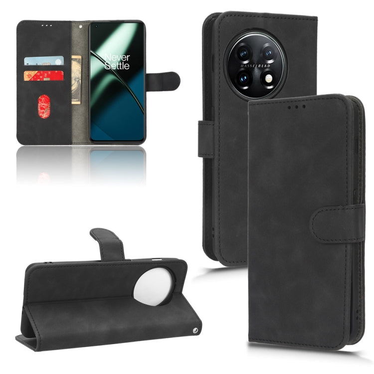 For OnePlus 11 Skin Feel Magnetic Flip Leather Phone Case(Black) - OnePlus Cases by buy2fix | Online Shopping UK | buy2fix