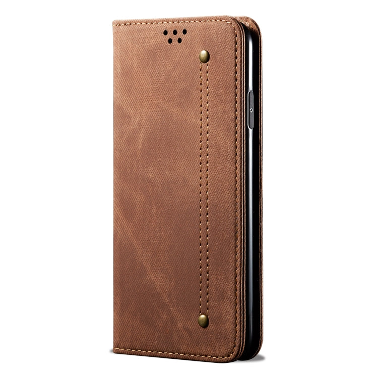 For OnePlus 11 Denim Texture Flip Leather Phone Case(Brown) - OnePlus Cases by buy2fix | Online Shopping UK | buy2fix