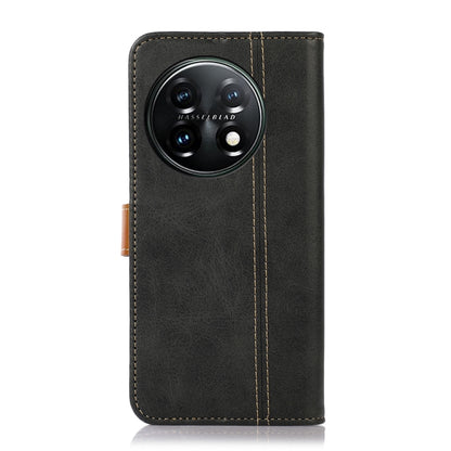 For OnePlus 11 5G Stitching Thread Calf Texture Leather Phone Case(Black) - OnePlus Cases by buy2fix | Online Shopping UK | buy2fix