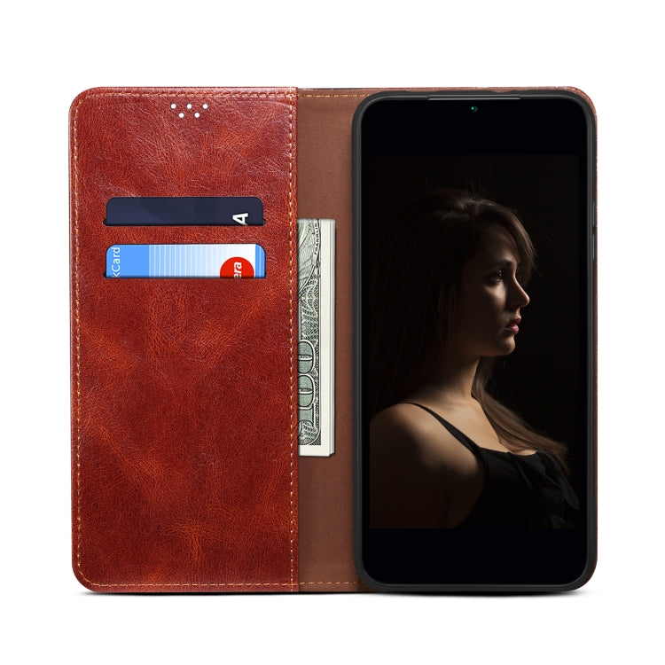 For OnePlus 11 Oil Wax Crazy Horse Texture Leather Phone Case(Brown) - OnePlus Cases by buy2fix | Online Shopping UK | buy2fix