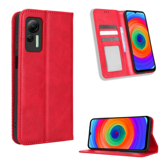 For Ulefone Note 14 Magnetic Buckle Retro Texture Leather Phone Case(Red) - Ulefone Cases by buy2fix | Online Shopping UK | buy2fix