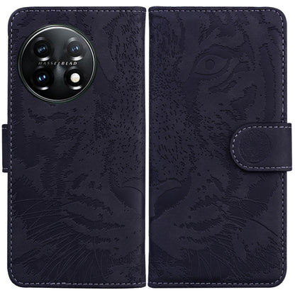 For OnePlus 11 Tiger Embossing Pattern Leather Phone Case(Black) - OnePlus Cases by buy2fix | Online Shopping UK | buy2fix