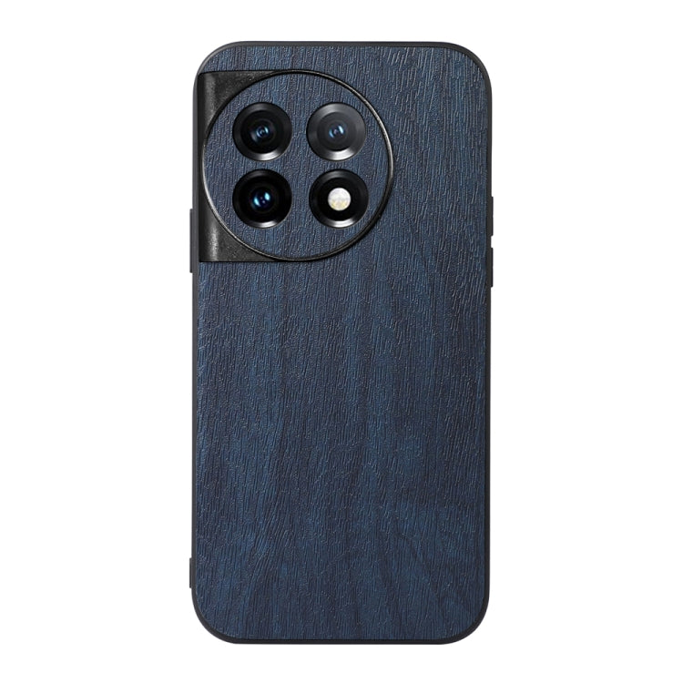 For OnePlus 11 Wood Texture PU Phone Case(Blue) - OnePlus Cases by buy2fix | Online Shopping UK | buy2fix