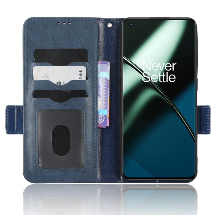 For OnePlus 11 5G Symmetrical Triangle Leather Phone Case(Blue) - OnePlus Cases by buy2fix | Online Shopping UK | buy2fix