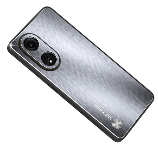 For OPPO A1 Pro / A98 Metal Brushed Texture Shockproof Phone Case(Silver) - OPPO Cases by buy2fix | Online Shopping UK | buy2fix