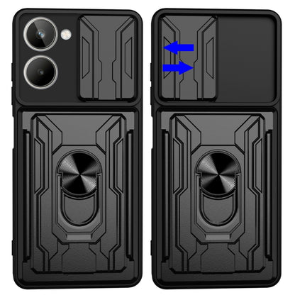 For Realme 10 4G Sliding Camshield TPU+PC Phone Case with Card Slot(Blue) - Realme Cases by buy2fix | Online Shopping UK | buy2fix