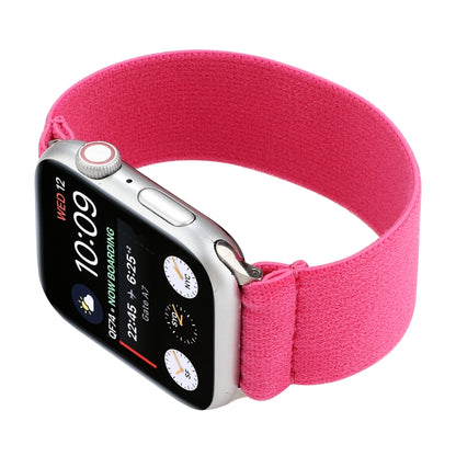 Elastic Nylon Braid Watch Band For Apple Watch Ultra 49mm&Watch Ultra 2 49mm / Series 9&8&7 45mm / SE 3&SE 2&6&SE&5&4 44mm / 3&2&1 42mm(Rose Red) - Watch Bands by buy2fix | Online Shopping UK | buy2fix