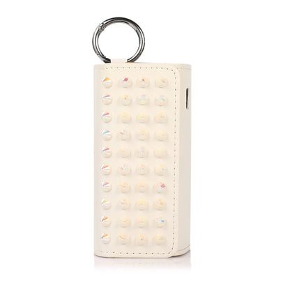 For IQOS ILUMA Pentagram Rivet Leather Texture Flip Electronic Cigarette Storage Bag with Hook(Leather White + Pearl Spikes) - E Cigarette Accessories by buy2fix | Online Shopping UK | buy2fix