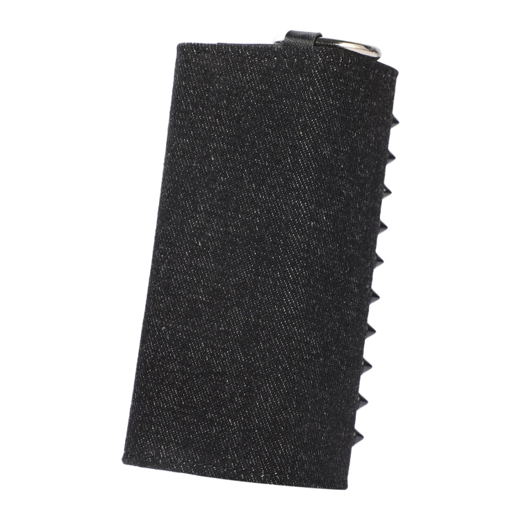 For IQOS ILUMA Pentagram Rivet Leather Texture Flip Electronic Cigarette Storage Bag with Hook(Denim Black + Black Spikes) - E Cigarette Accessories by buy2fix | Online Shopping UK | buy2fix