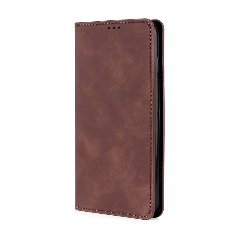 For Blackview A52 Skin Feel Magnetic Horizontal Flip Leather Phone Case(Dark Brown) - More Brand by buy2fix | Online Shopping UK | buy2fix