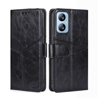 For Blackview A52 Geometric Stitching Flip Leather Phone Case(Black) - More Brand by buy2fix | Online Shopping UK | buy2fix