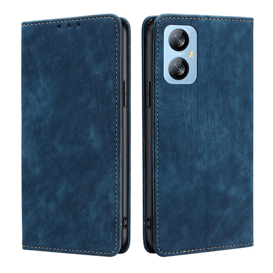 For Blackview A52 RFID Anti-theft Brush Magnetic Leather Phone Case(Blue) - More Brand by buy2fix | Online Shopping UK | buy2fix