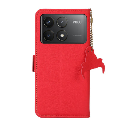 For Xiaomi Redmi K70 Side-Magnetic TJ Genuine Leather RFID Phone Case(Red) - K70 Cases by buy2fix | Online Shopping UK | buy2fix