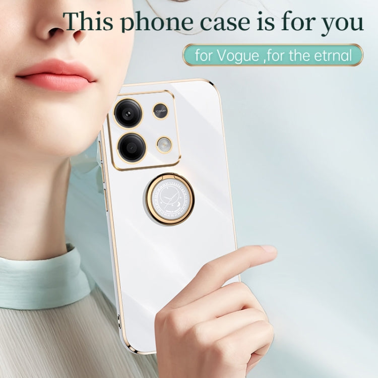 For Xiaomi Redmi Note 13 4G XINLI Straight Edge 6D Electroplate TPU Phone Case with Ring Holder(White) - Note 13 Cases by XINLI | Online Shopping UK | buy2fix