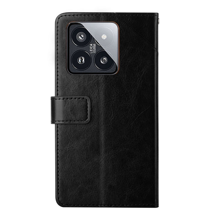 For Xiaomi 14 Pro Y-shaped Pattern Flip Leather Phone Case(Black) - 14 Pro Cases by buy2fix | Online Shopping UK | buy2fix