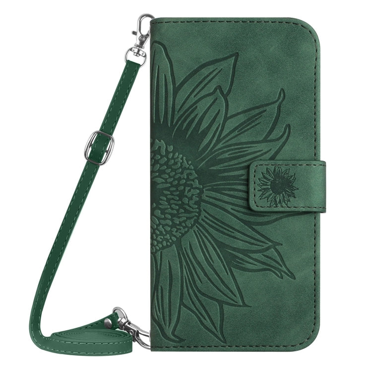For Xiaomi Redmi Note 13 Pro 4G Global Skin Feel Sun Flower Embossed Flip Leather Phone Case with Lanyard(Green) - Note 13 Pro Cases by buy2fix | Online Shopping UK | buy2fix