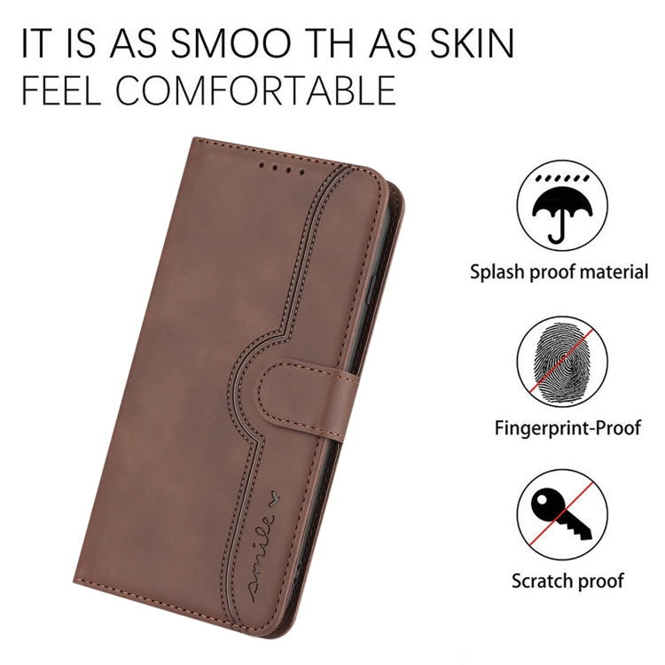 For Xiaomi 14 Pro Heart Pattern Skin Feel Leather Phone Case(Brown) - 14 Pro Cases by buy2fix | Online Shopping UK | buy2fix